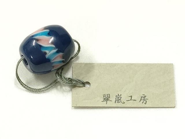 平和屋本店▼和装小物　翠嵐工房　帯留め　蜻蛉玉　逸品　未使用　AABL7137ay
