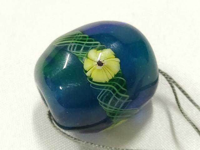 平和屋本店▼和装小物　翠嵐工房　帯留め　蜻蛉玉　逸品　未使用　AABL7140ay