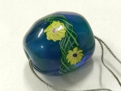 平和屋本店▼和装小物　翠嵐工房　帯留め　蜻蛉玉　逸品　未使用　AABL7140ay