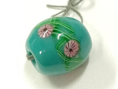 平和屋本店▼和装小物　翠嵐工房　帯留め　蜻蛉玉　逸品　未使用　AABL7144ay