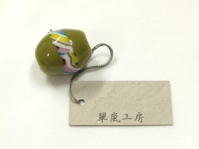 平和屋本店▼和装小物　翠嵐工房　帯留め　蜻蛉玉　逸品　未使用　AABL7145ay