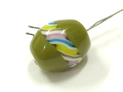 平和屋本店▼和装小物　翠嵐工房　帯留め　蜻蛉玉　逸品　未使用　AABL7145ay