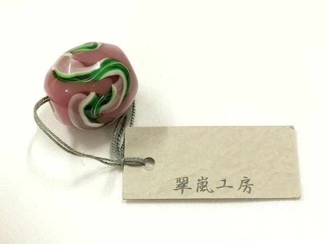 平和屋本店▼和装小物　翠嵐工房　帯留め　蜻蛉玉　逸品　未使用　AABL7146ay