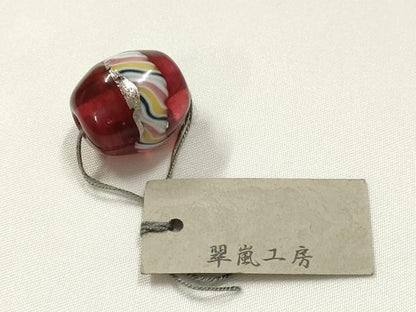 平和屋本店▼和装小物　翠嵐工房　帯留め　蜻蛉玉　銀彩　逸品　未使用　AABL7153ay