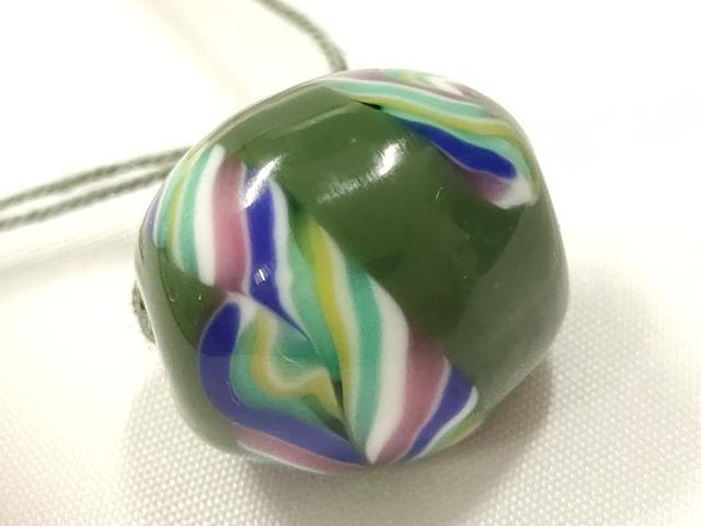 平和屋本店▼和装小物　翠嵐工房　帯留め　蜻蛉玉　逸品　未使用　AABL7157ay