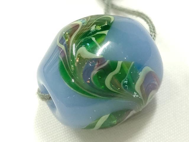平和屋本店▼和装小物　翠嵐工房　帯留め　蜻蛉玉　逸品　未使用　AABL7159ay