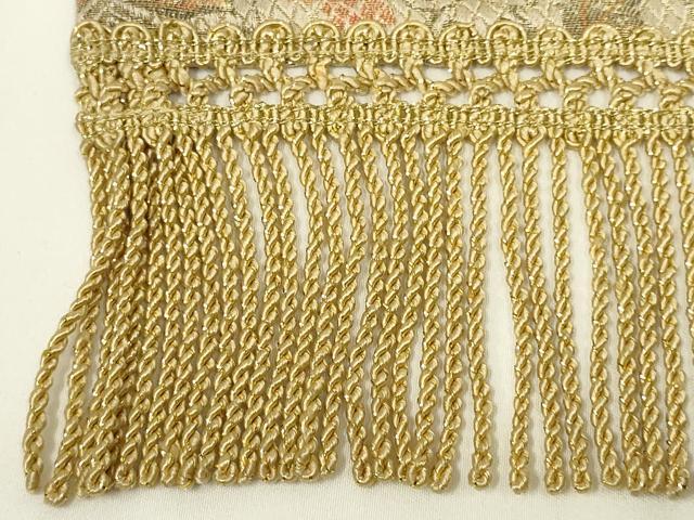 平和屋着物●西陣　川島織物　和装小物　テーブルセンター　卓布　葡萄唐草　金糸　木箱・証紙付き　逸品　AABL7168ay