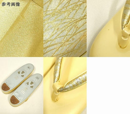 平和屋着物▼和装小物　和装バッグ・草履セット　金鷲本舗 東京謹製 キンワシ印　ハンドバッグ　芝文　金彩　逸品　AABL7174ay