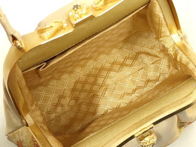 平和屋着物▼和装小物　和装バッグ・草履セット　心斎橋 てんぐ　佐賀錦　ハンドバッグ　花柄　金糸　帯地使用　逸品　AABL7177ay