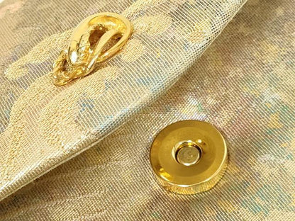 平和屋着物▼和装小物　和装バッグ・草履セット　おき宗　ハンドバッグ　クラッチバッグ　立波文　金糸　マグネット式　逸品　AABL7180ay