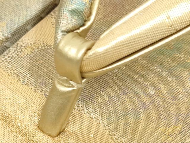 平和屋着物▼和装小物　和装バッグ・草履セット　おき宗　ハンドバッグ　クラッチバッグ　立波文　金糸　マグネット式　逸品　AABL7180ay