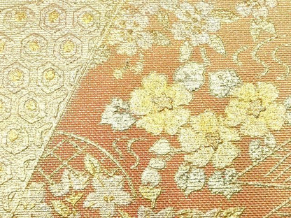 平和屋着物▼和装小物　和装バッグ・草履セット　神田胡蝶　ハンドバッグ　クラッチバッグ　地紙花文　金糸　金彩　逸品　AABL7183ay