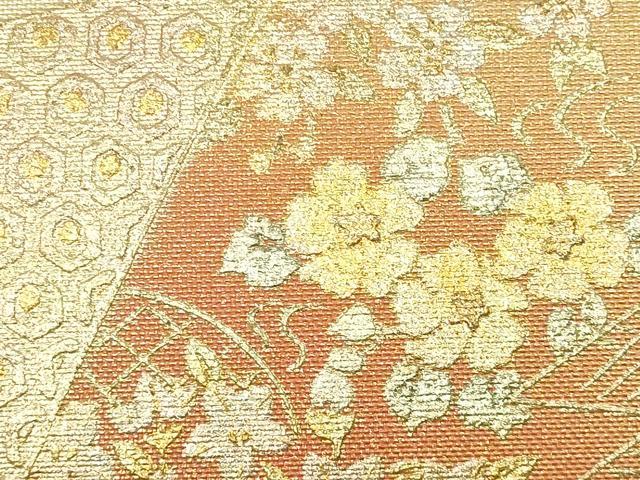平和屋着物▼和装小物　和装バッグ・草履セット　神田胡蝶　ハンドバッグ　クラッチバッグ　地紙花文　金糸　金彩　逸品　AABL7183ay