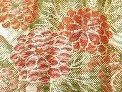 平和屋着物▼和装小物　和装バッグ・草履セット　ハンドバッグ　クラッチバッグ　流水花文　金糸　帯地使用　逸品　AABL7185ay