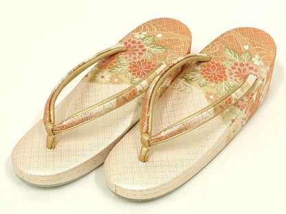 平和屋着物▼和装小物　和装バッグ・草履セット　ハンドバッグ　クラッチバッグ　流水花文　金糸　帯地使用　逸品　AABL7185ay