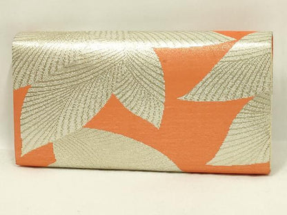 平和屋着物▼和装小物　和装バッグ・草履セット　クラッチバッグ　リーフ柄　金銀糸　帯地使用　逸品　AABL7186ay