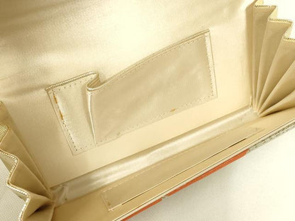平和屋着物▼和装小物　和装バッグ・草履セット　クラッチバッグ　リーフ柄　金銀糸　帯地使用　逸品　AABL7186ay