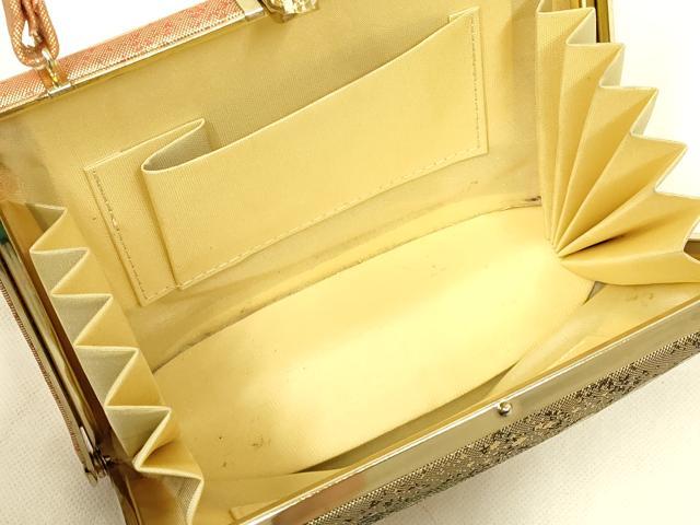 平和屋着物▼和装小物　和装バッグ・草履セット　ハンドバッグ　花柄　金糸　帯地使用　逸品　AABL7188ay