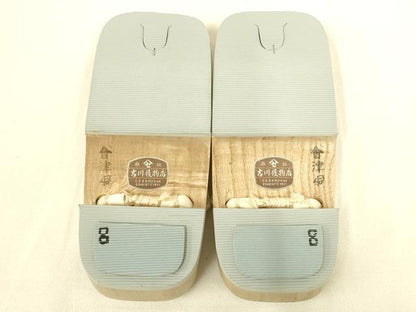 平和屋着物▼男性　和装小物　下駄　会津桐　鼻緒:白　逸品　AABL7198ay