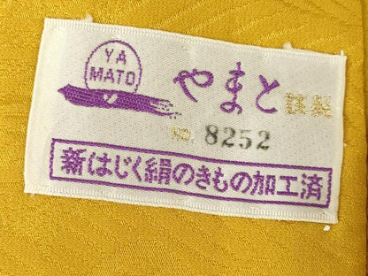 平和屋着物●振袖用長襦袢　無双仕立て　花鼓地紋　山吹茶色　やまと誂製　正絹　逸品　AABL7206ck