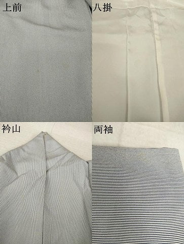平和屋着物●江戸小紋　万筋　白色×青褐色　正絹　逸品　AABL7209ck