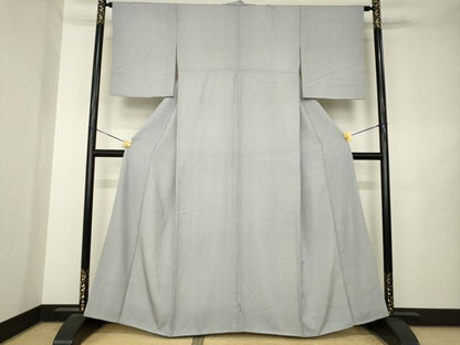 平和屋着物●江戸小紋　万筋　白色×青褐色　正絹　逸品　AABL7209ck