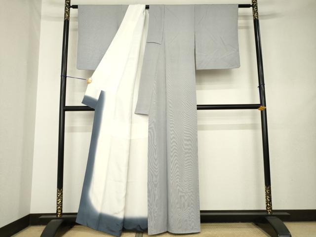 平和屋着物●江戸小紋　万筋　白色×青褐色　正絹　逸品　AABL7209ck
