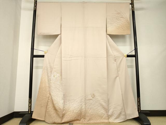 平和屋着物●訪問着　竹屋町刺繍　露芝舞蝶丸文　暈し染め　金彩　正絹　逸品　AABL7212ck
