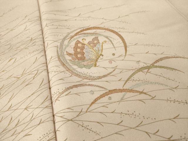 平和屋着物●訪問着　竹屋町刺繍　露芝舞蝶丸文　暈し染め　金彩　正絹　逸品　AABL7212ck