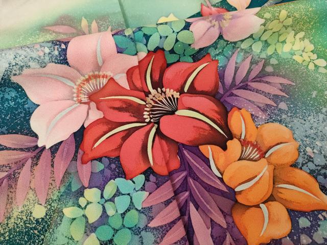 平和屋着物●豪華振袖　流水花文　正絹　逸品　AABL7216ck