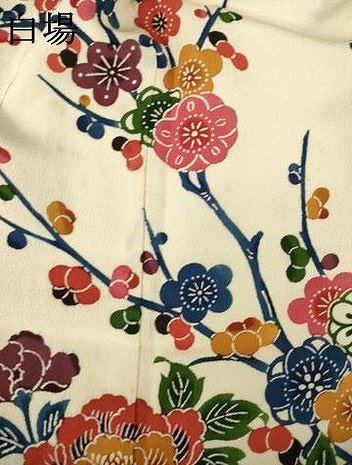 平和屋着物●豪華振袖　型染め　青海波枝花文　正絹　逸品　AABL7217ck