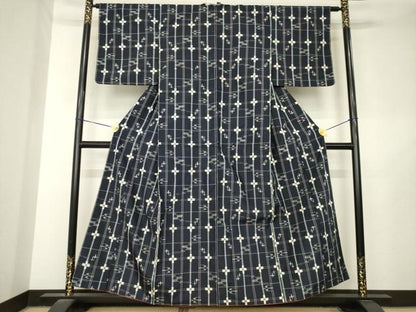 平和屋着物●本場琉球絣　紬　正絹　逸品　AABL7218ck