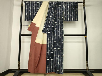 平和屋着物●本場琉球絣　紬　正絹　逸品　AABL7218ck