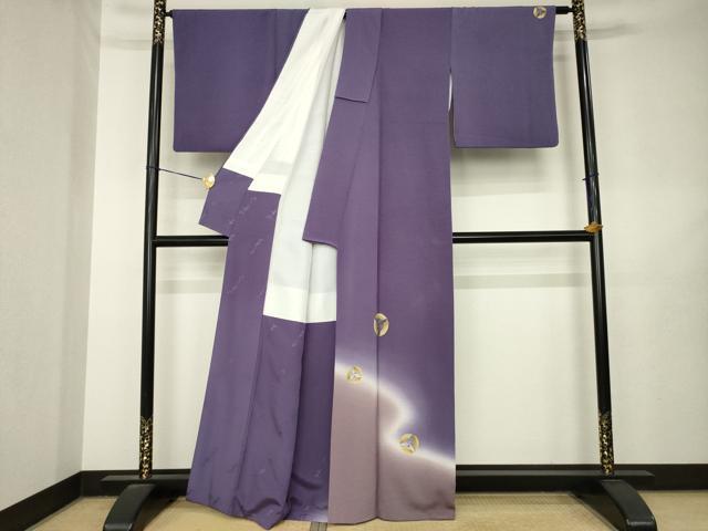 平和屋着物●友禅作家の巨匠　浅井青仁　色留訪問着　扇面丸文　暈し染め　正絹　逸品　AABL7222ck