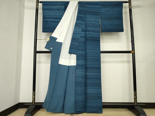 平和屋着物●郡上紬　横段文　高島屋扱い　正絹　逸品　AAAX6168ck