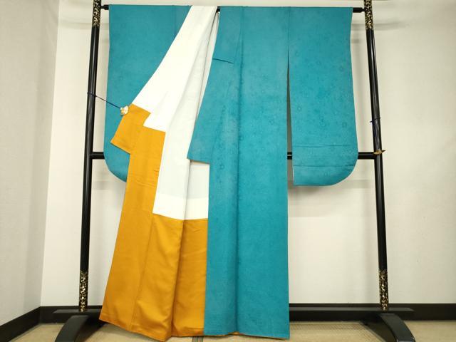 平和屋着物●豪華振袖　辻が花地紋　納戸色　正絹　逸品　AABL7228ck