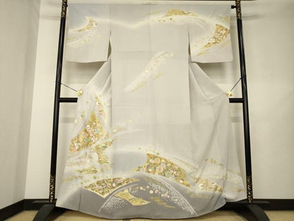 平和屋着物●訪問着　駒刺繍　松竹梅　金彩　正絹　逸品　AABL7229ck