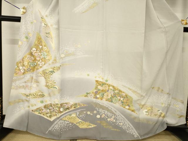 平和屋着物●訪問着　駒刺繍　松竹梅　金彩　正絹　逸品　AABL7229ck