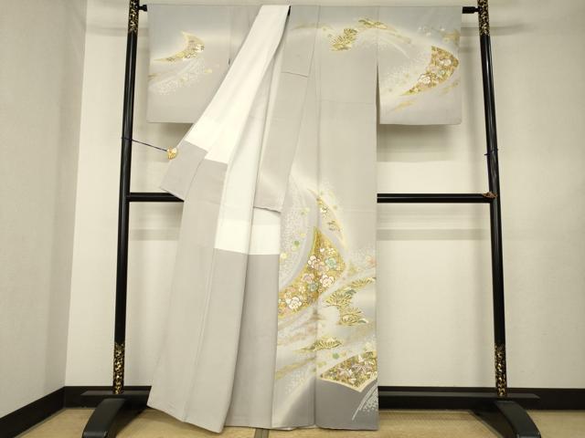 平和屋着物●訪問着　駒刺繍　松竹梅　金彩　正絹　逸品　AABL7229ck
