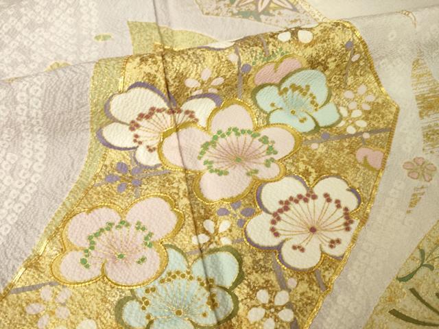 平和屋着物●訪問着　駒刺繍　松竹梅　金彩　正絹　逸品　AABL7229ck