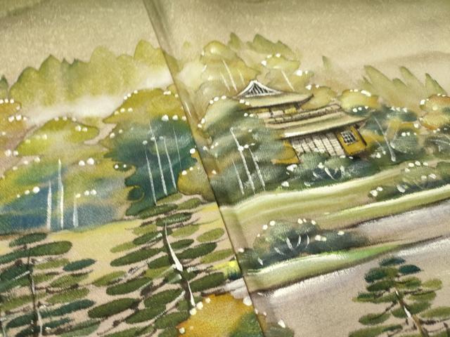平和屋着物●訪問着　作家物　手描き　風景文　暈し染め　正絹　逸品　AABL7231ck