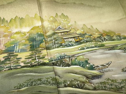 平和屋着物●訪問着　作家物　手描き　風景文　暈し染め　正絹　逸品　AABL7231ck