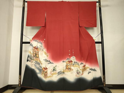 平和屋着物●色留訪問着　山車　暈し染め　金彩　正絹　逸品　AABL7232ck