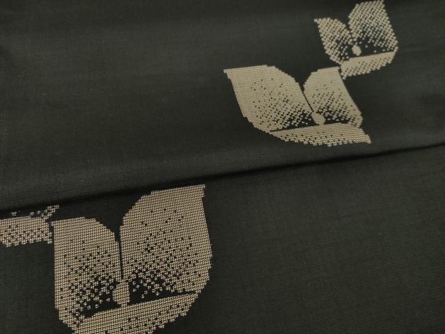 平和屋着物●本場縞大島紬　舞花文　正絹　逸品　AABL7240ck