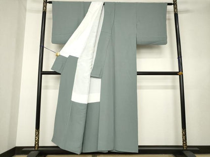 平和屋着物●上質な色無地　煤色　正絹　逸品　AABL7242ck