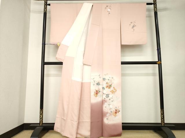 平和屋着物●中国三大刺繍　スワトウ刺繍　汕頭刺繍　訪問着　雪輪花文　暈し染め　正絹　逸品　AABL7243ck