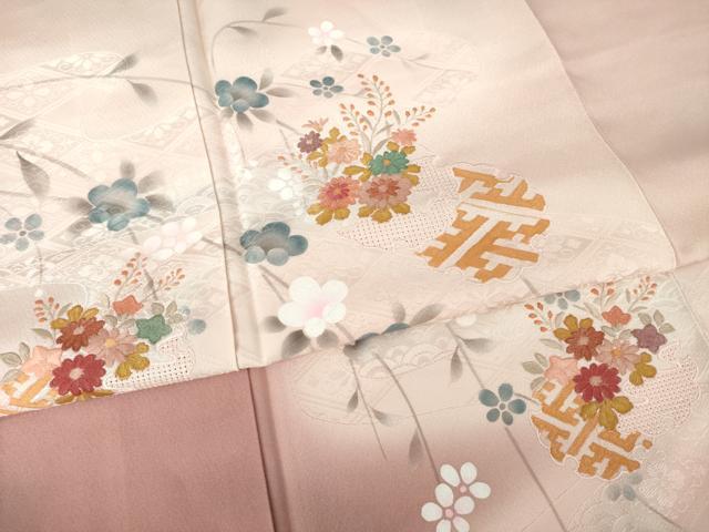 平和屋着物●中国三大刺繍　スワトウ刺繍　汕頭刺繍　訪問着　雪輪花文　暈し染め　正絹　逸品　AABL7243ck