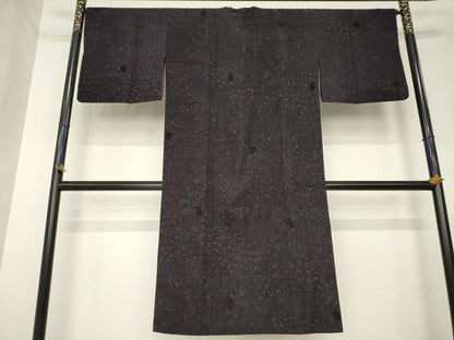 平和屋着物●道行コート　輪奈ビロード　更紗花文　正絹　逸品　AABL7249ck