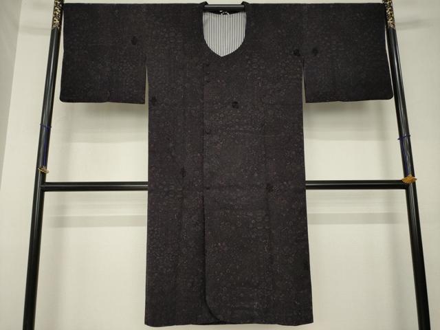 平和屋着物●道行コート　輪奈ビロード　更紗花文　正絹　逸品　AABL7249ck