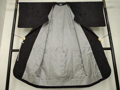 平和屋着物●道行コート　輪奈ビロード　更紗花文　正絹　逸品　AABL7249ck